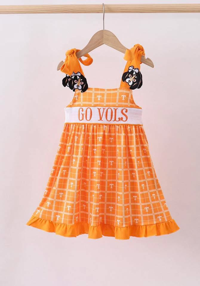 Orange Tennessee Go Vols Plaid Dress