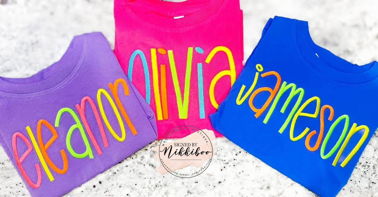 Leopard + Neon Name Tees