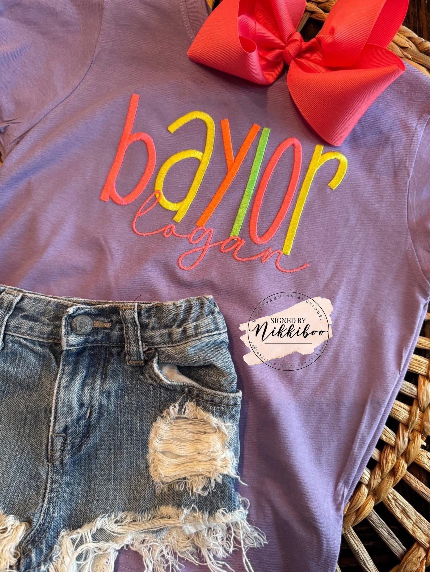 Leopard + Neon Name Tees