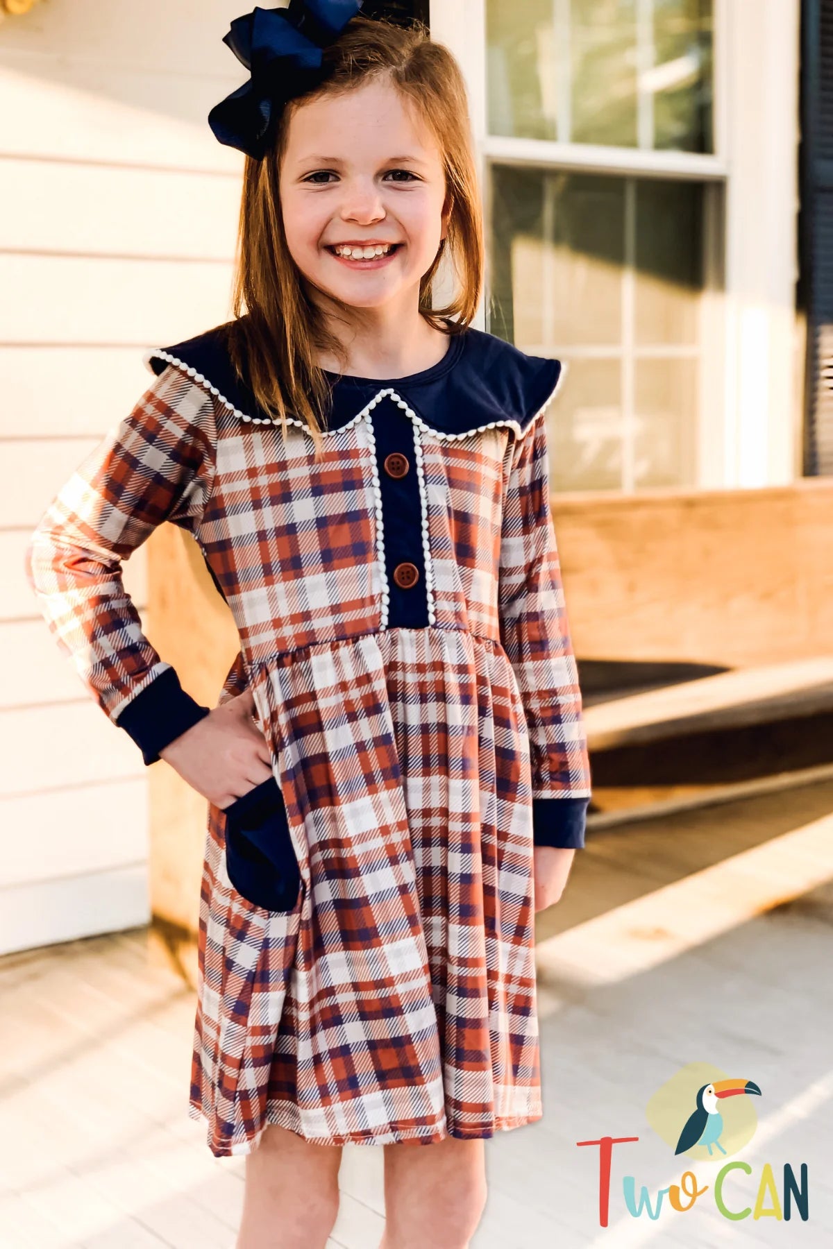 Rust & Navy Dress by TwoCan