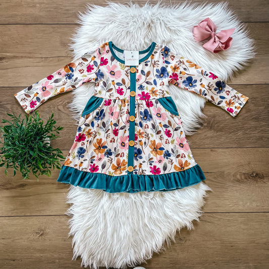 Wildflowers Long Sleeve Dress by Wellie Kate