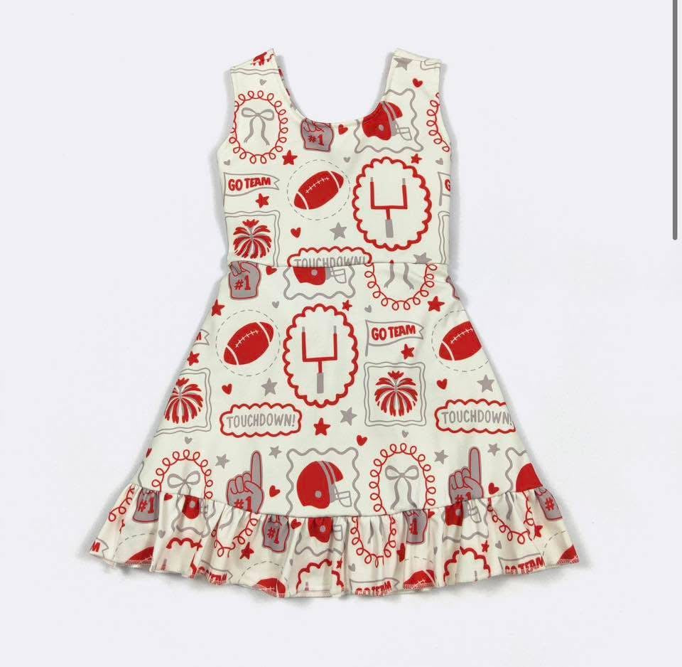 Red Go Team! Athletic Dress By Clover Cottage