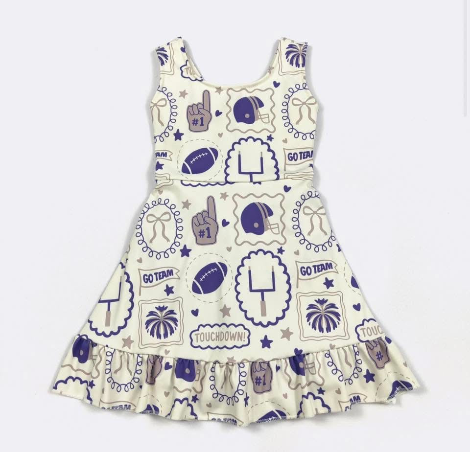 Purple Go Team Athletic Dress By Clover Cottage