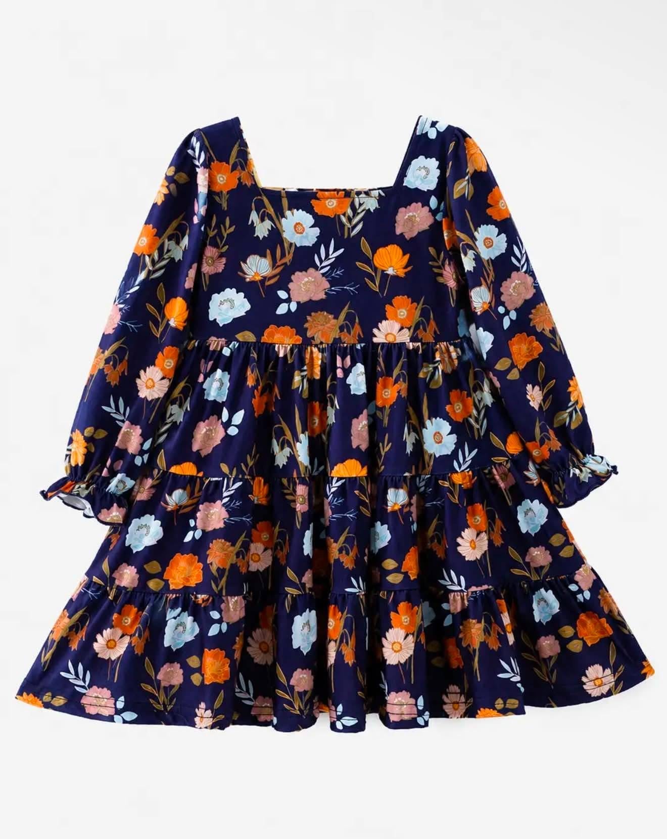 Navy Wildflower Twirl Dress