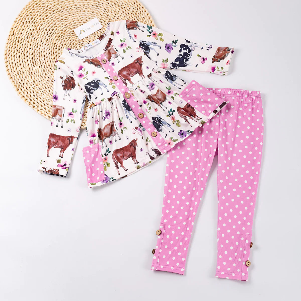 Playful Cow Pals Pant Set by Okie & Lou