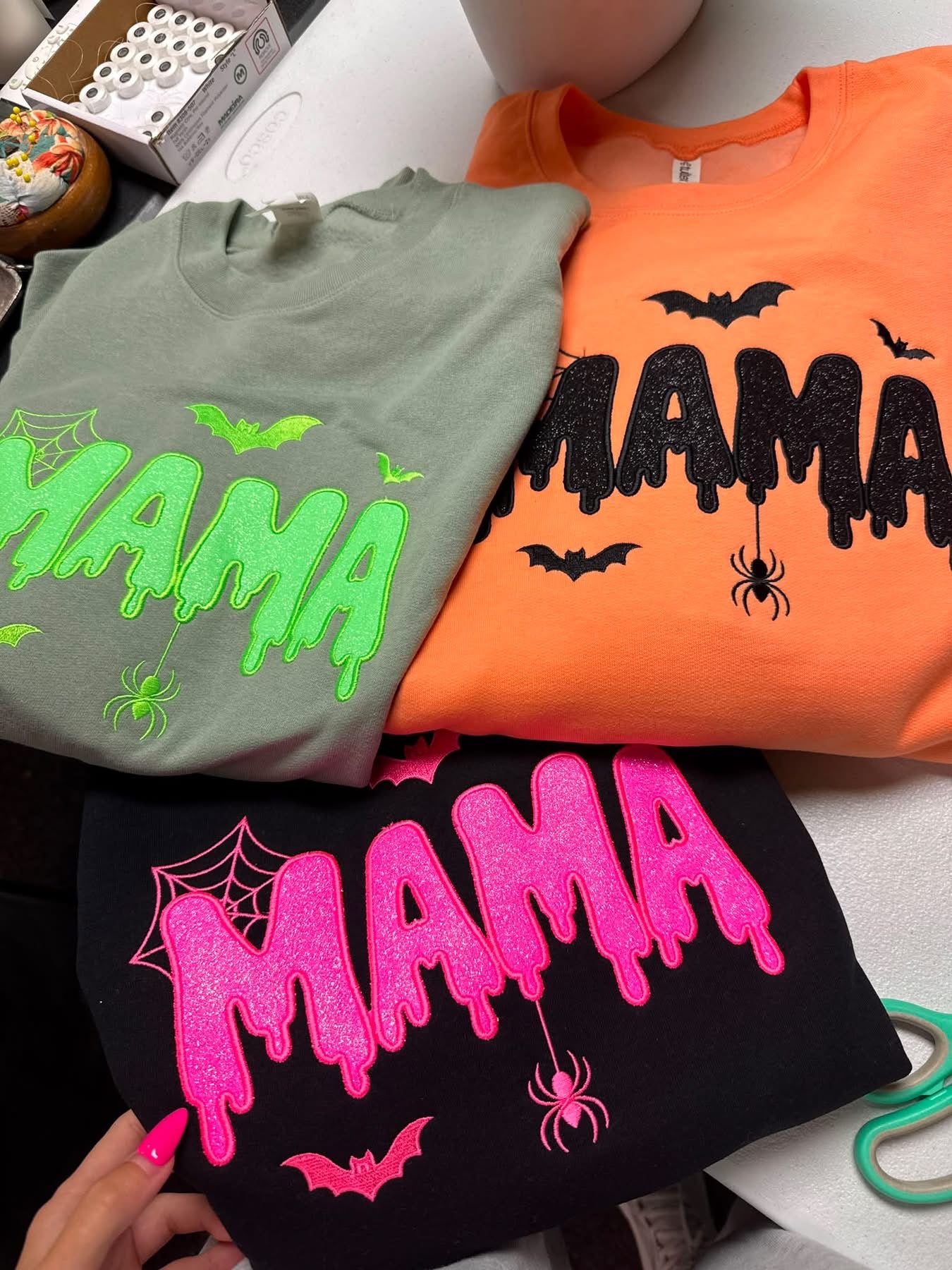 Mama Sweatshirt • Black Sweatshirt • Neon Pink Glitter