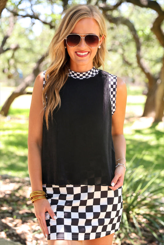 PREORDER- Checkmate Ribbed Tank- Black