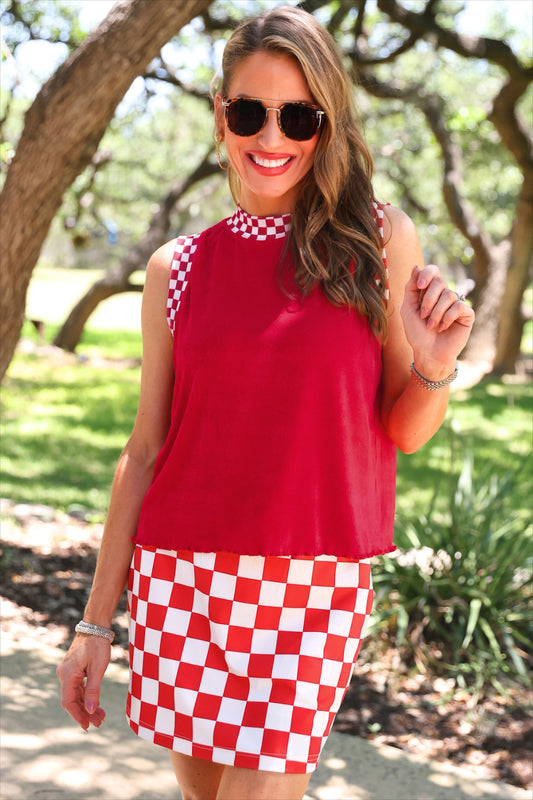 PREORDER- Checkmate Ribbed Tank- Red
