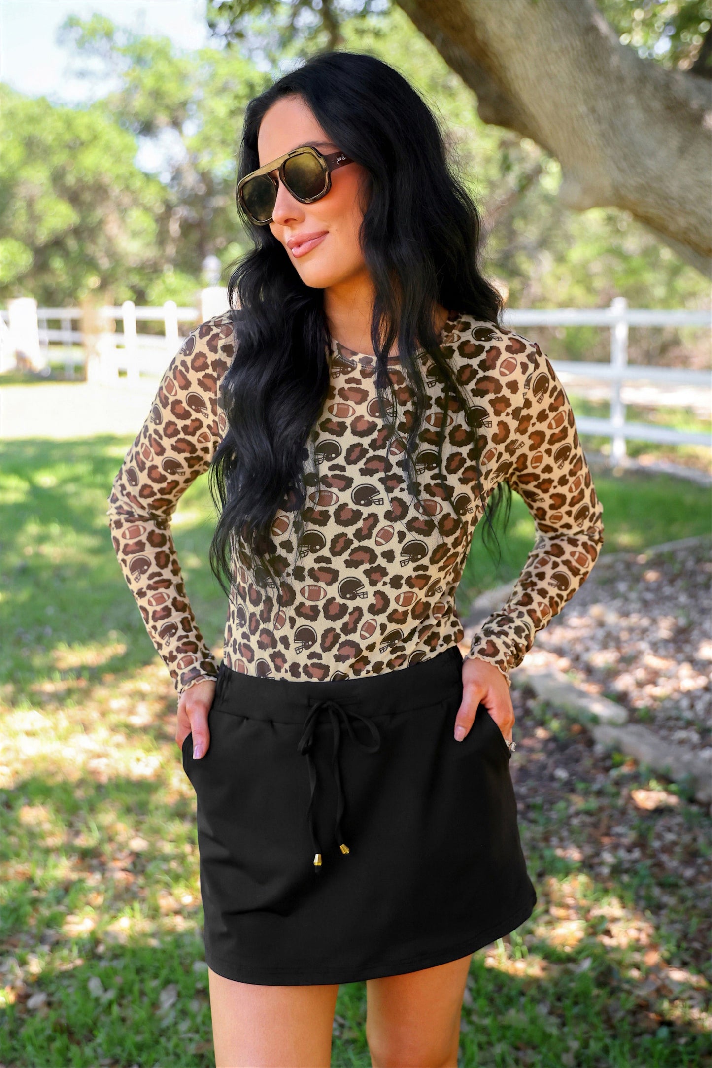 PREORDER- Alyssa Mesh Top- Game Day Leopard
