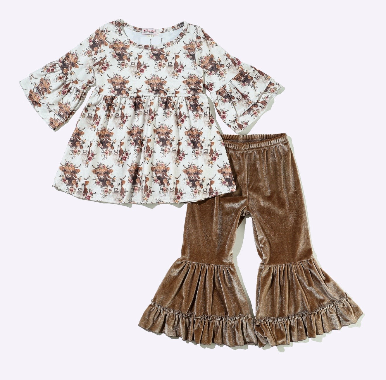Autumn Highland Cow Pants Set By Clover Cottage