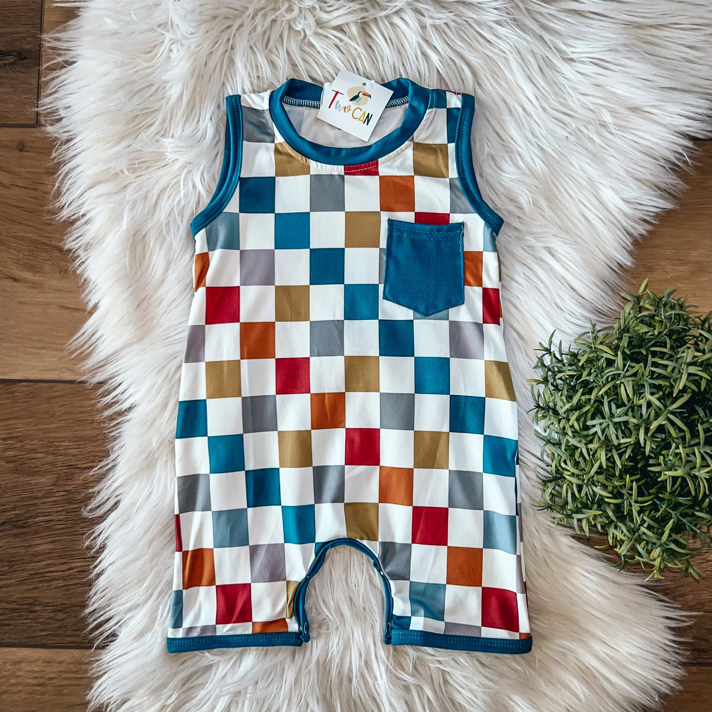 Checkers Infant Romper by TwoCan