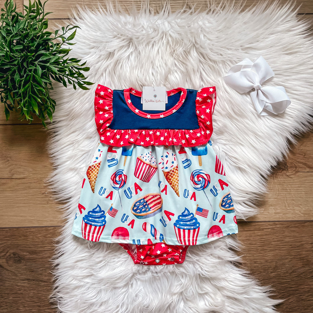Americana Treats Onesie by WellieKate