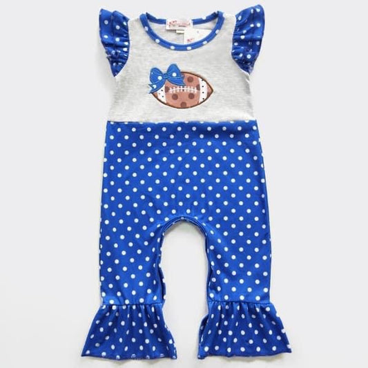 Blue Football Infant Romper by Clover Cottage