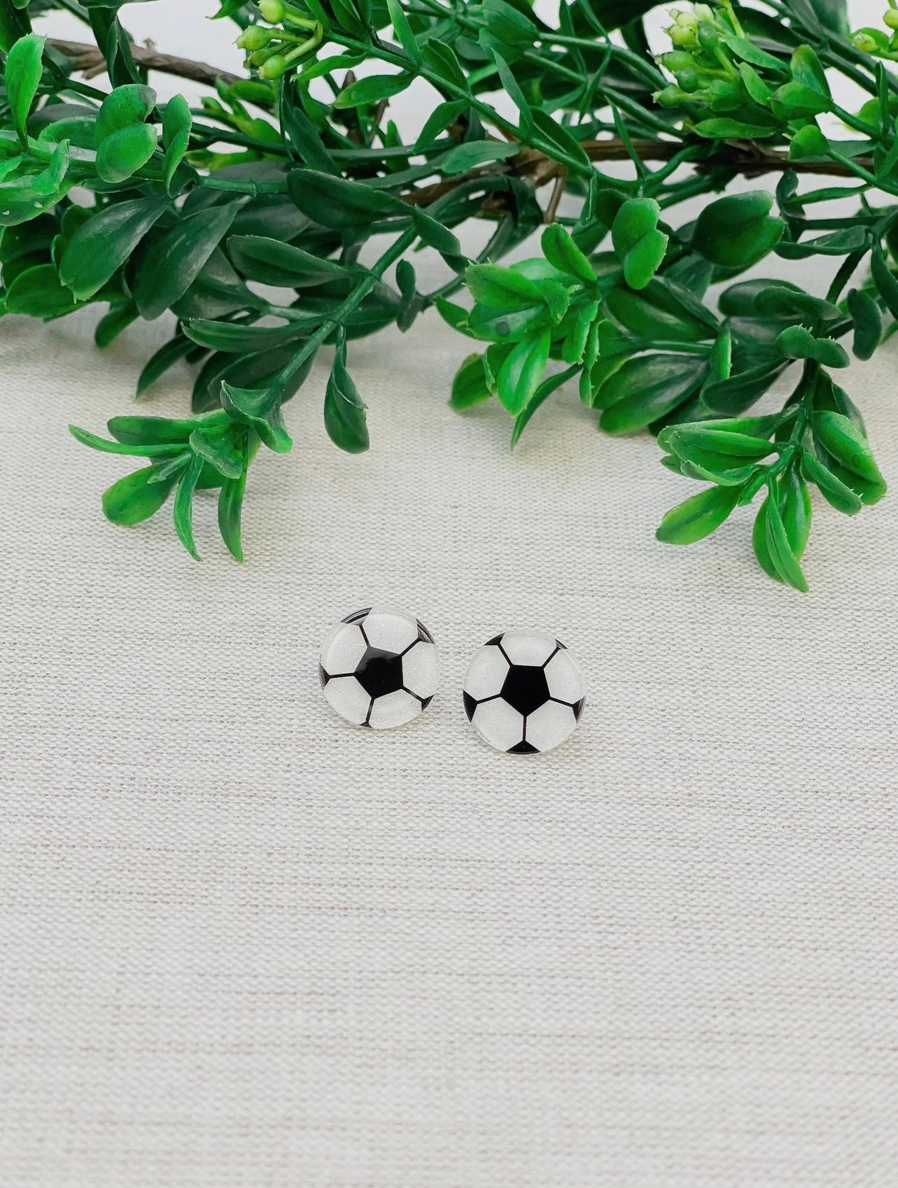 Glitter Acrylic Soccer Stud Earrings