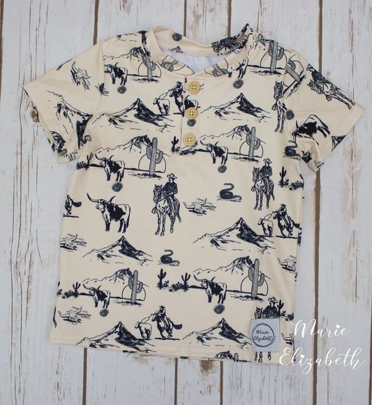 Western Print Boys Tee by Marie Elizabeth
