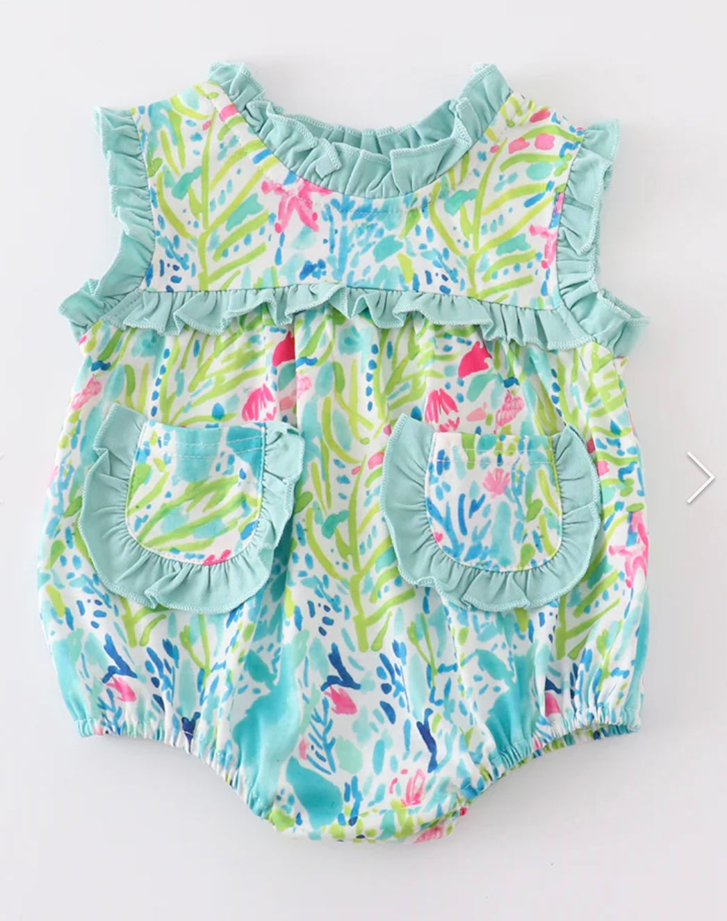Green Print Pocket Girls Bubble by Honeydew