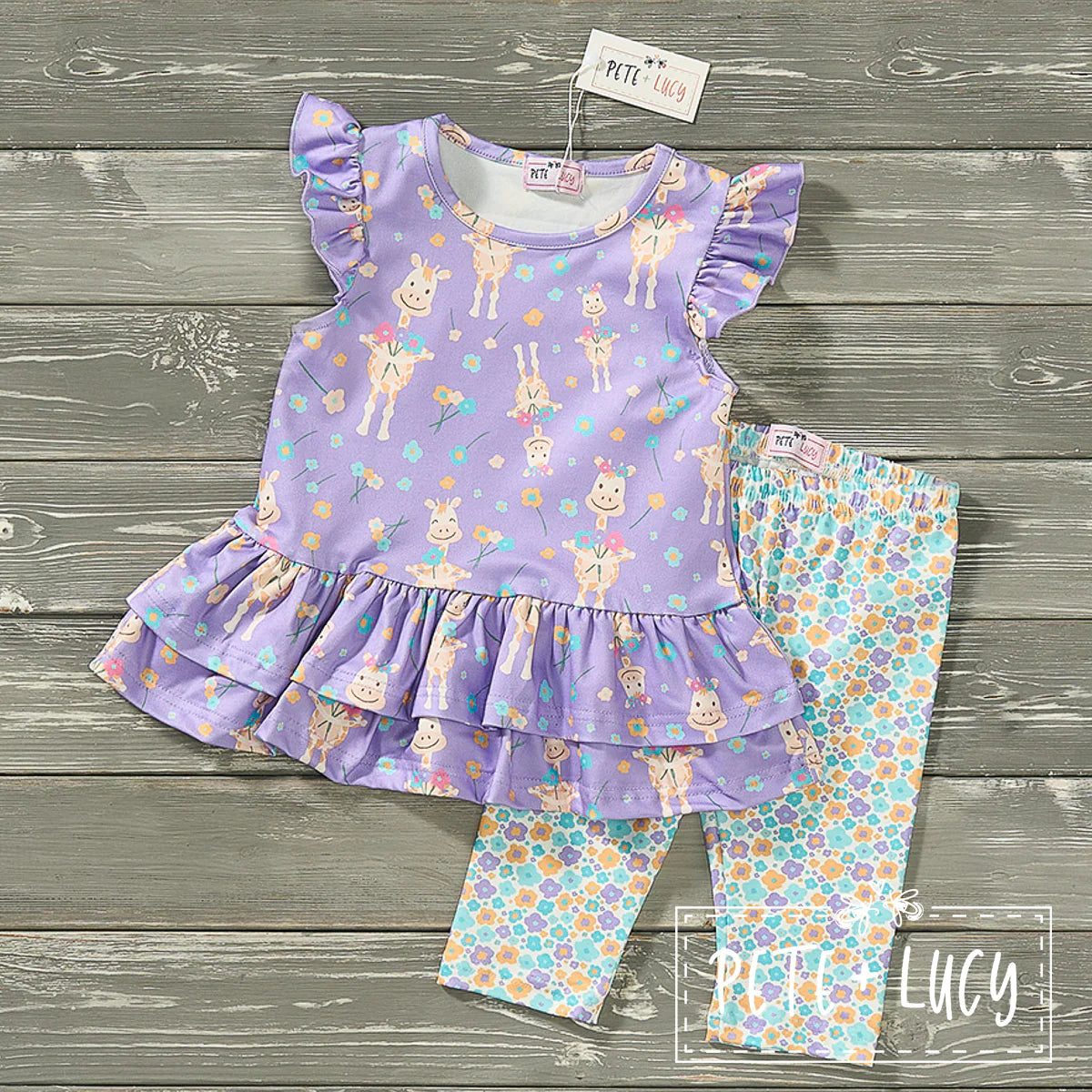 Gracie’s Giraffe Capri Set by Pete + Lucy