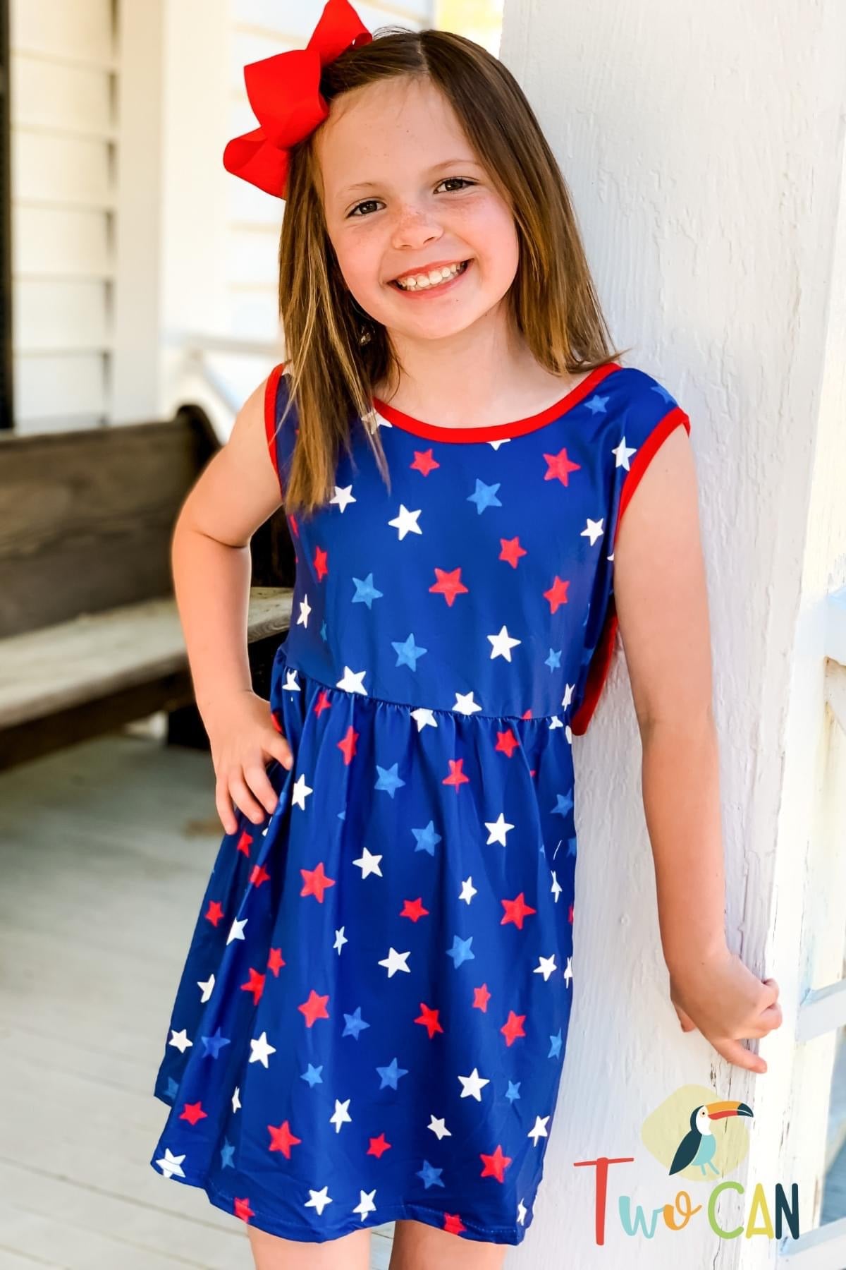 Americana Stars Bow Back Dress by WellieKate