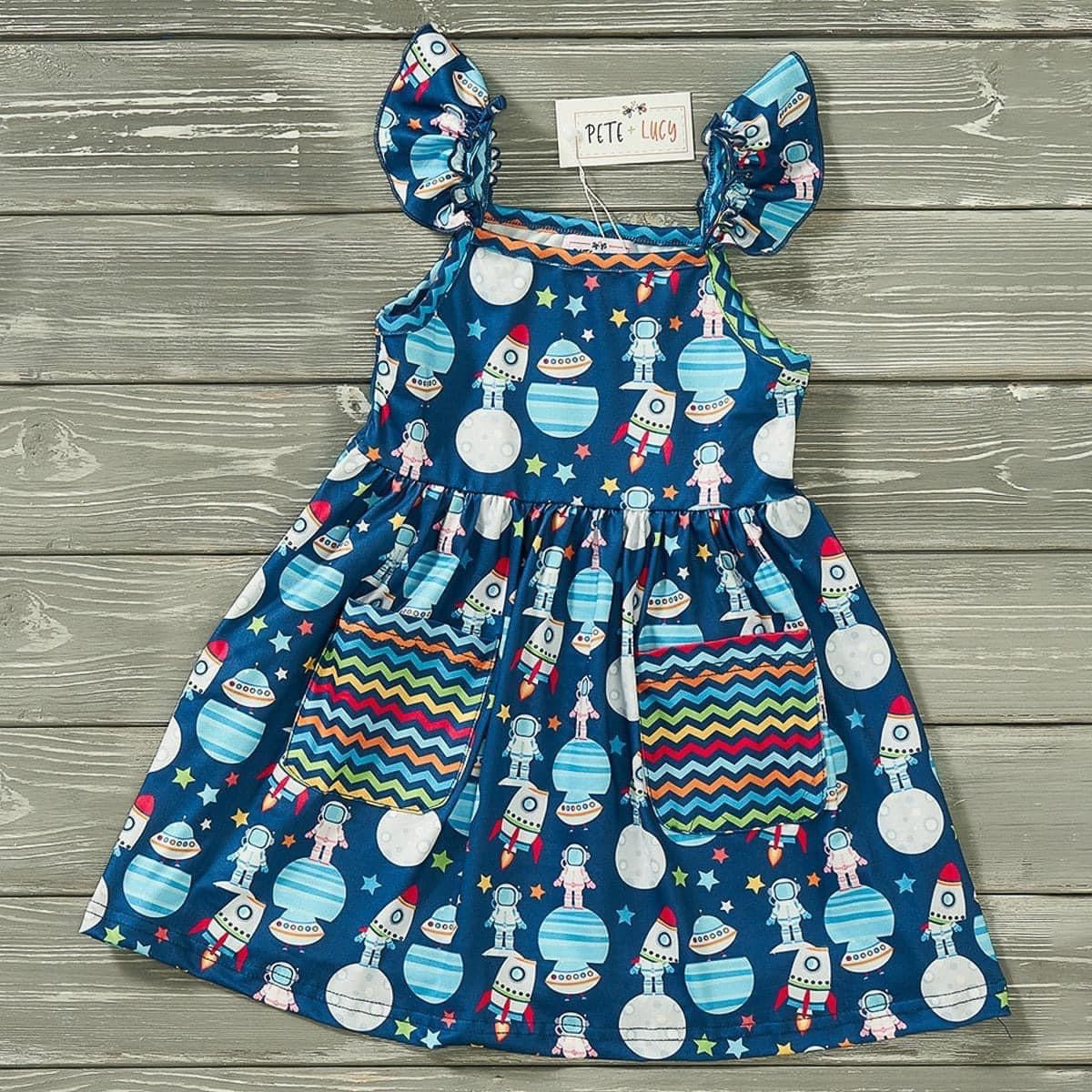 Outer Space Girls Dress by Pete + Lucy