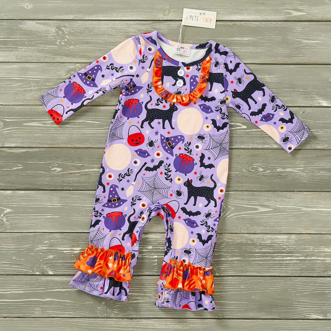 Pre-Order No Tricks, Just Treats! Girl Infant Romper By Pete + Lucy