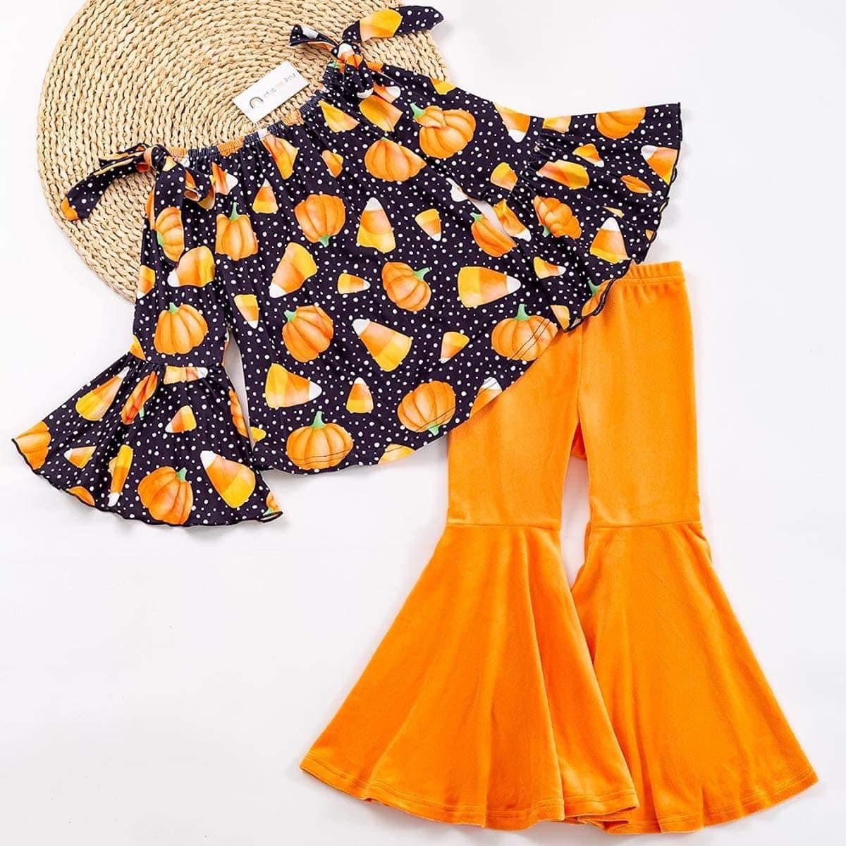 Pre-Order Candy Corn Harvest Pant Set by Okie & Lou