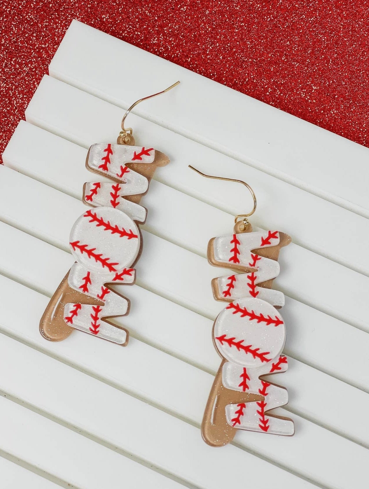 Baseball ‘MOM’ Dangle Earrings