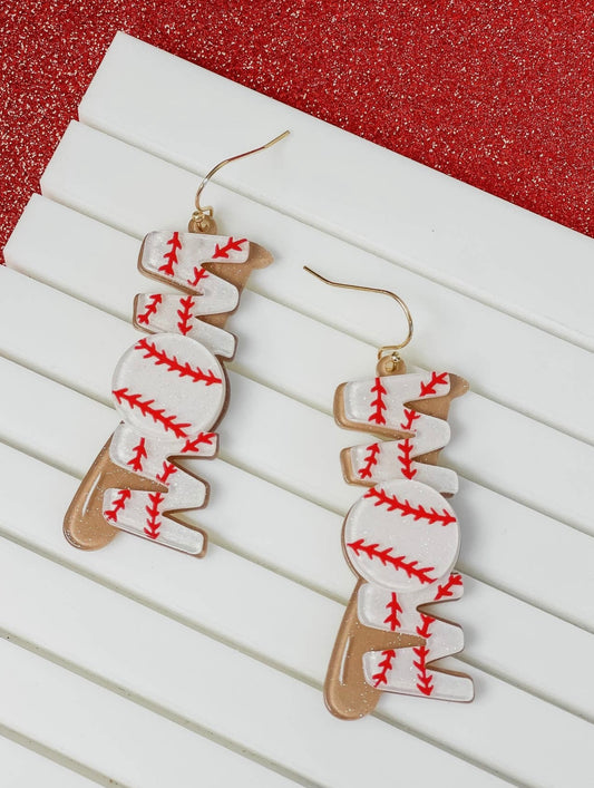 Baseball ‘MOM’ Dangle Earrings