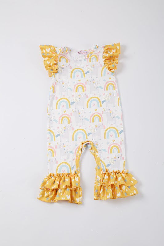 Unicorn & Rainbows Infant Romper By Clover Cottage