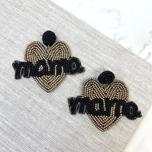 Mama heart beaded earrings