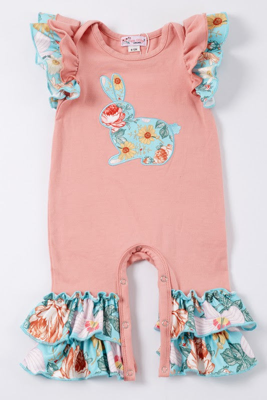 Floral Bunny Romper by Clover Cottage