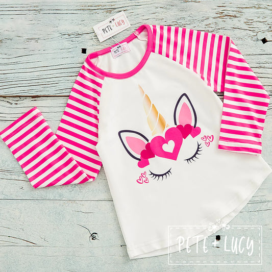Girls Raglan Shirt- Unicorn by Pete + Lucy