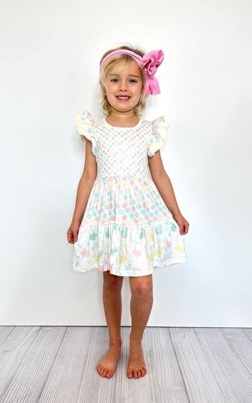 Bunny Daisy Girls Dress by Clover Cottage