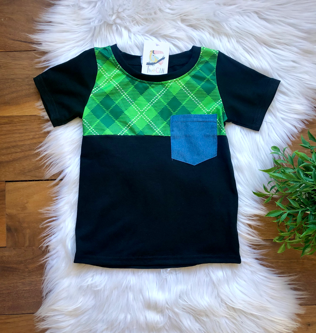 Denim Tartan Plaid Pocket tee by TwoCan