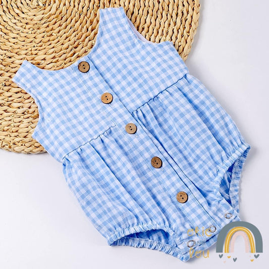 Summer Plaid Romper by Okie & Lou