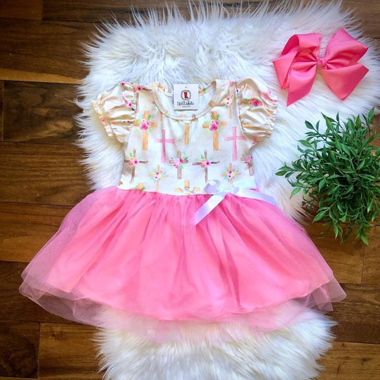 Cross Tulle Dress by Wellie Kate