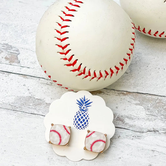 Baseball Printed Stud Earrings by Prep Obsessed