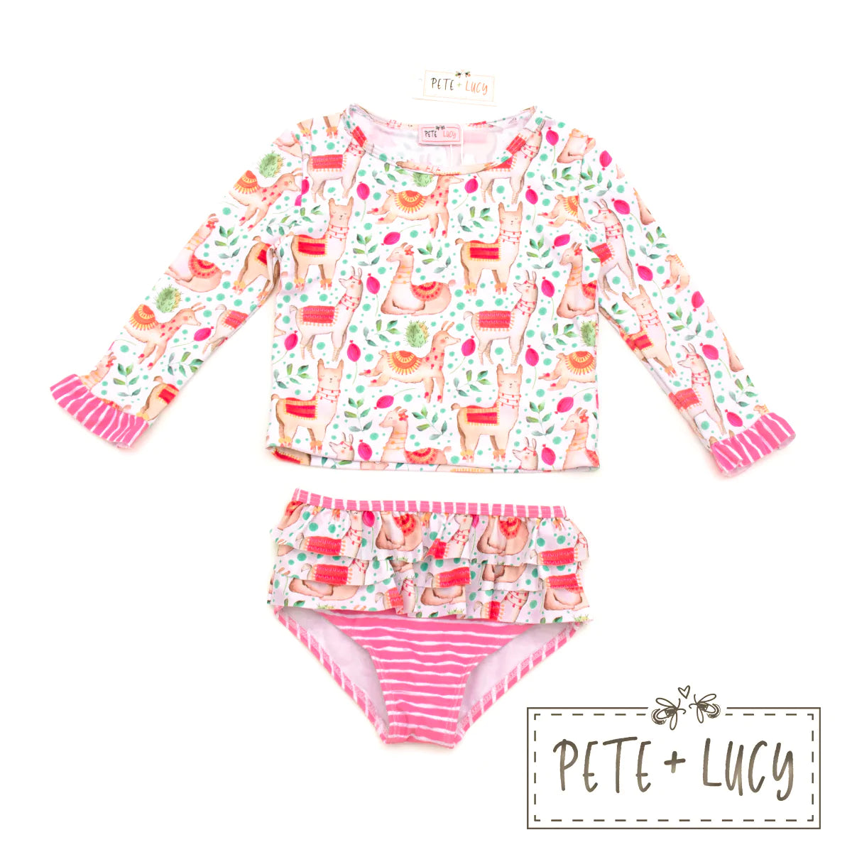 Sweet Llamas 2-Piece Swim (Rashguard) by Pete + Lucy