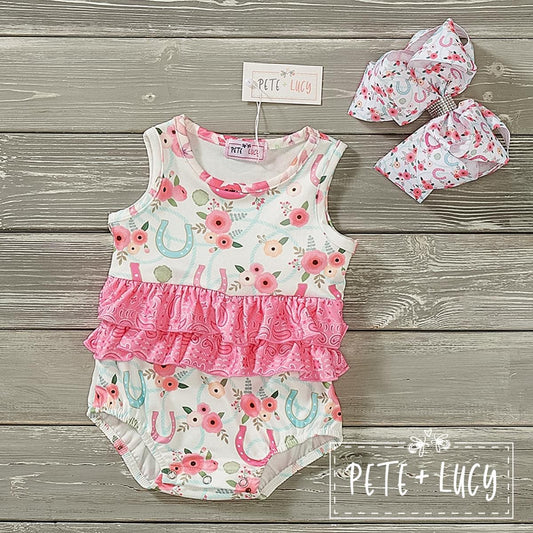 Horse Show Floral Infant Romper by Pete + Lucy