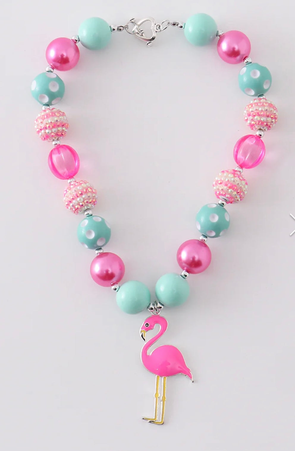 Mint Pink Flamingo Bubble Chunky Necklace by Honeydew