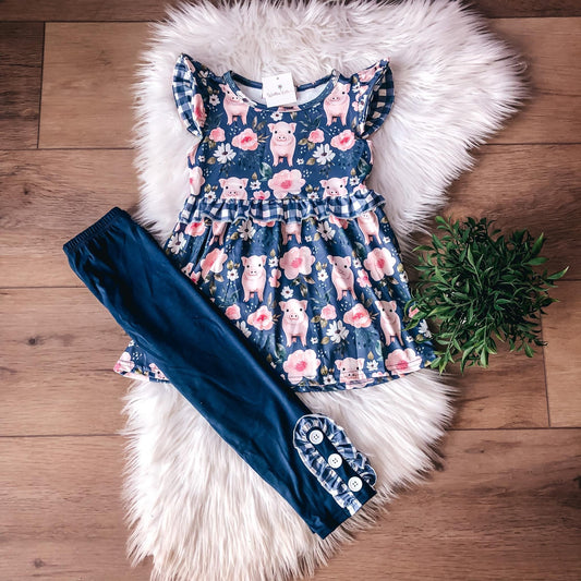 Pre-Order Spring Piggies Pant Set by Wellie Kate