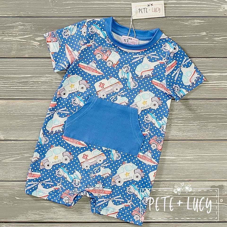 Rescue Me Boys Romper (Short Sleeve) by Pete + Lucy