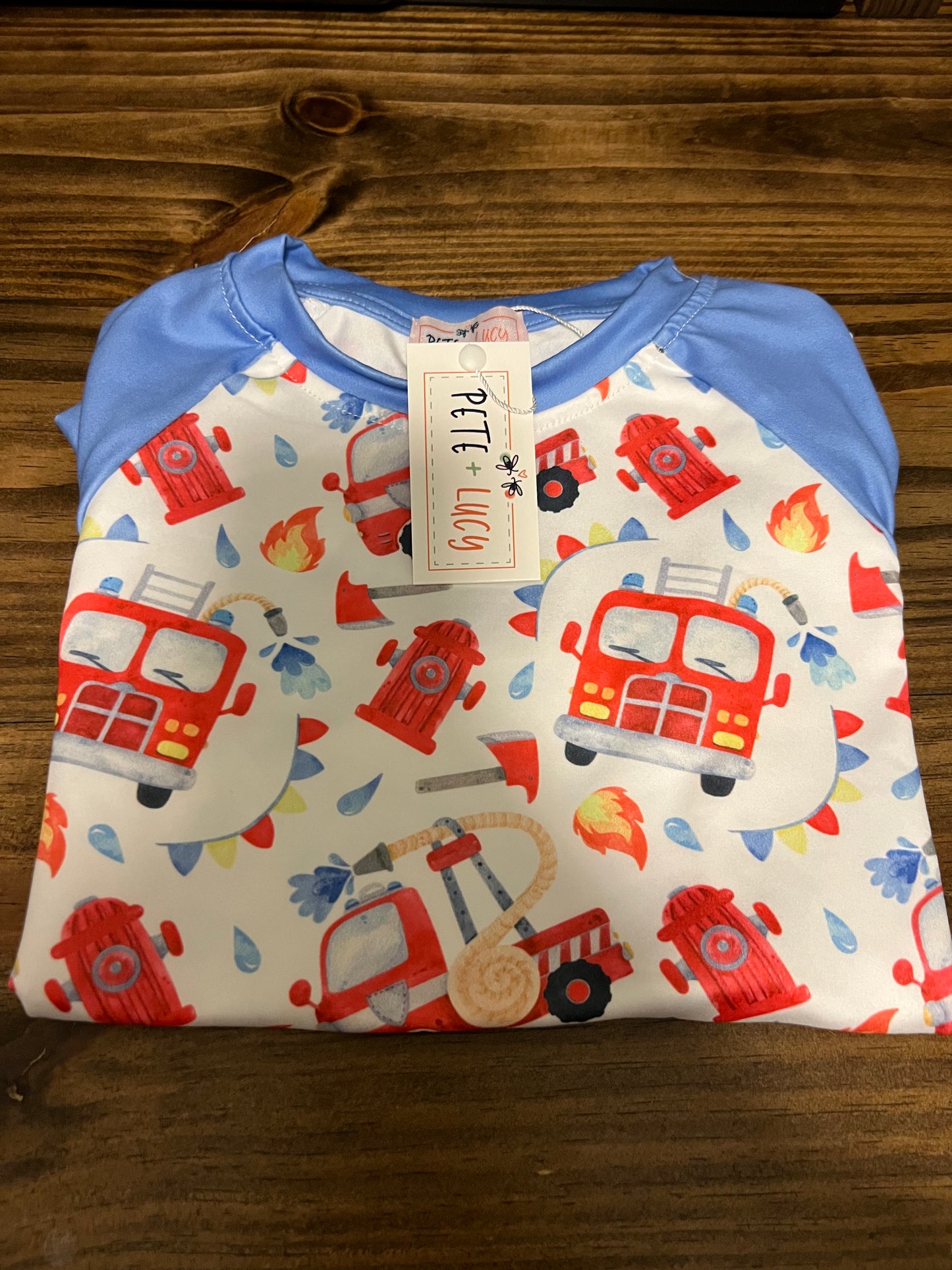 My Big Red Fire truck Tee by Pete + Lucy