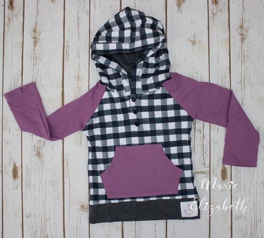 Buffalo Plaid Hoodie (Purple) by Marie Elizabeth