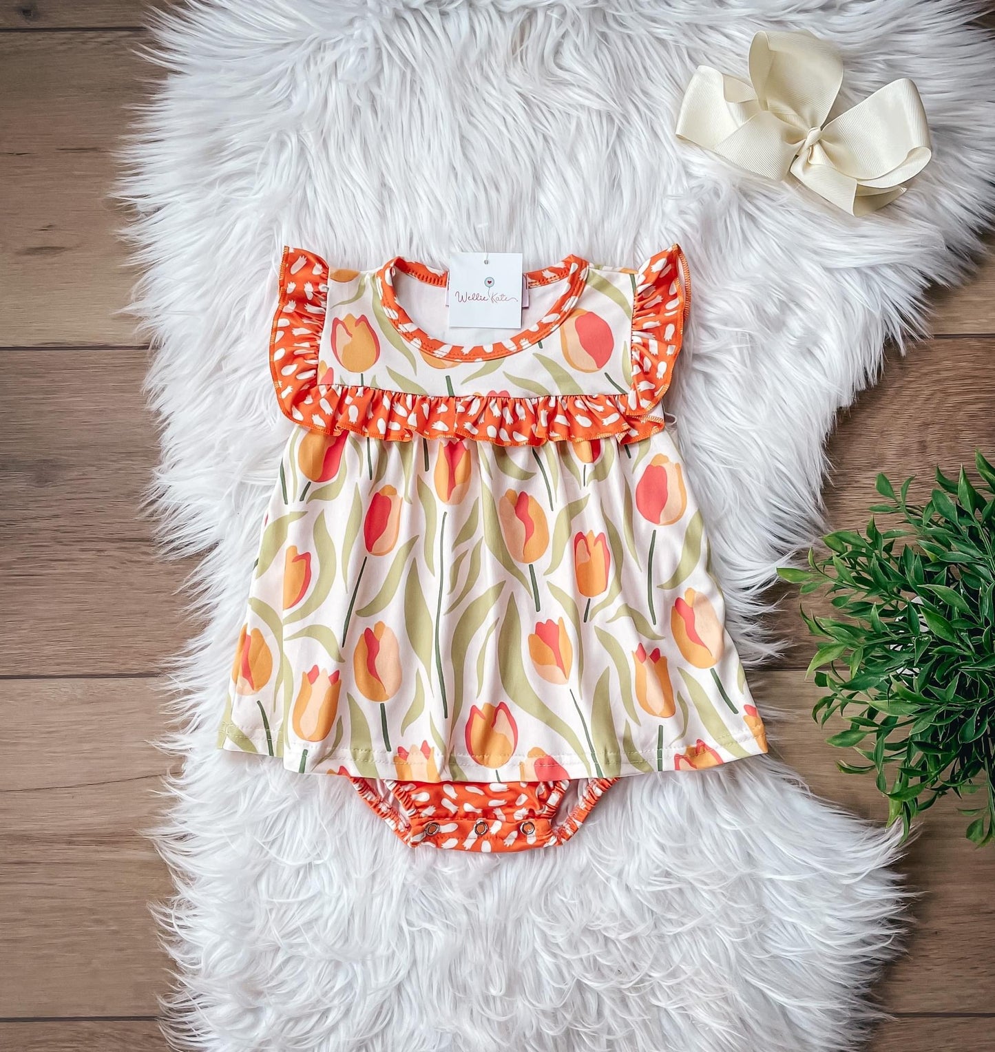 Pre-Order Orange Tulip Onesie by Wellie Kate