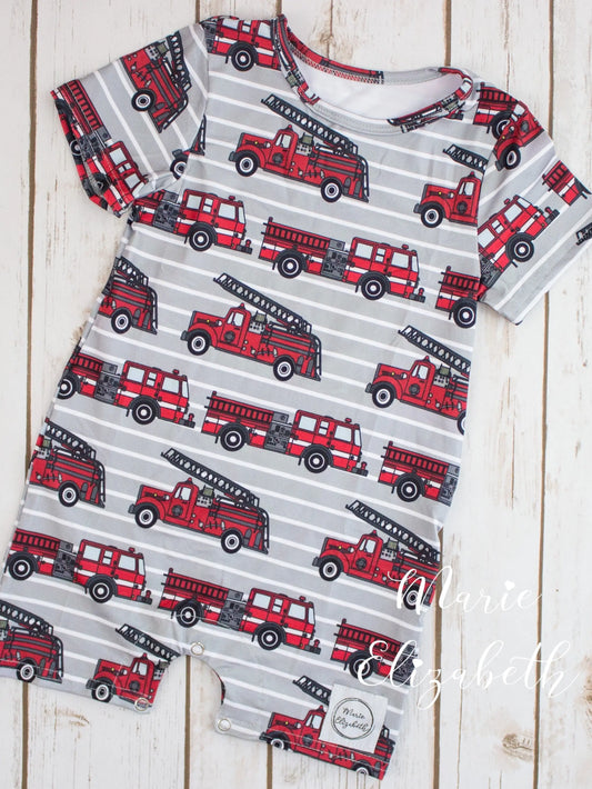 Firetruck Boys Romper By Marie Elizabeth
