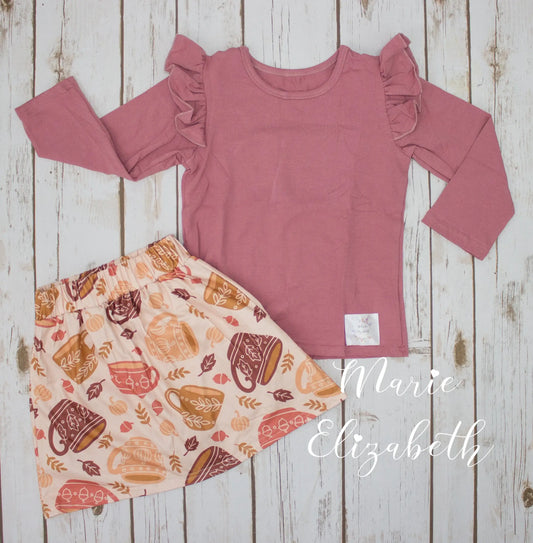 Autumn Coffee Skort & Top 2-Piece Set by Marie Elizabeth