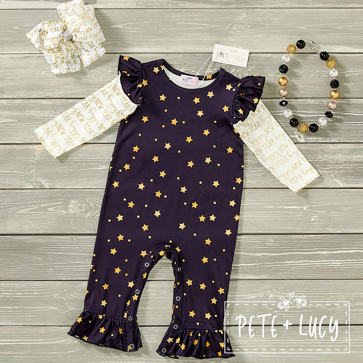 Have A Great New Year! Girls Infant Romper by Pete + Lucy