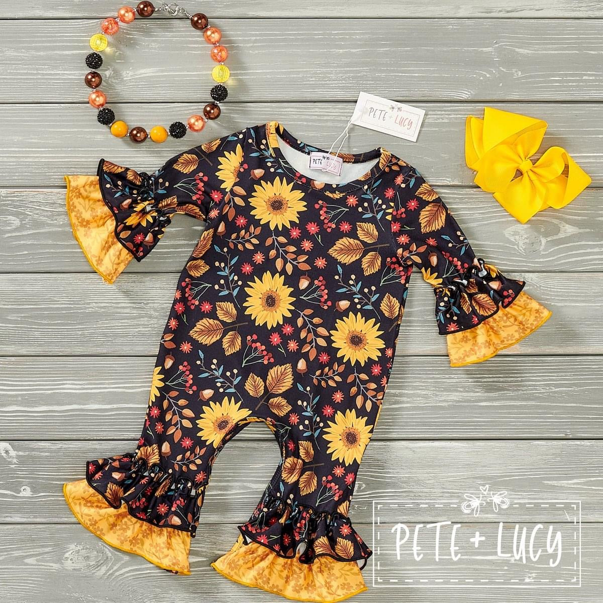 Dancing With Sunflowers Romper by Pete + Lucy