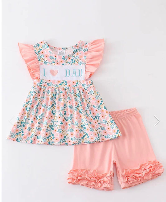 I ❤️ Dad Ruffle Short Set by Honeydew