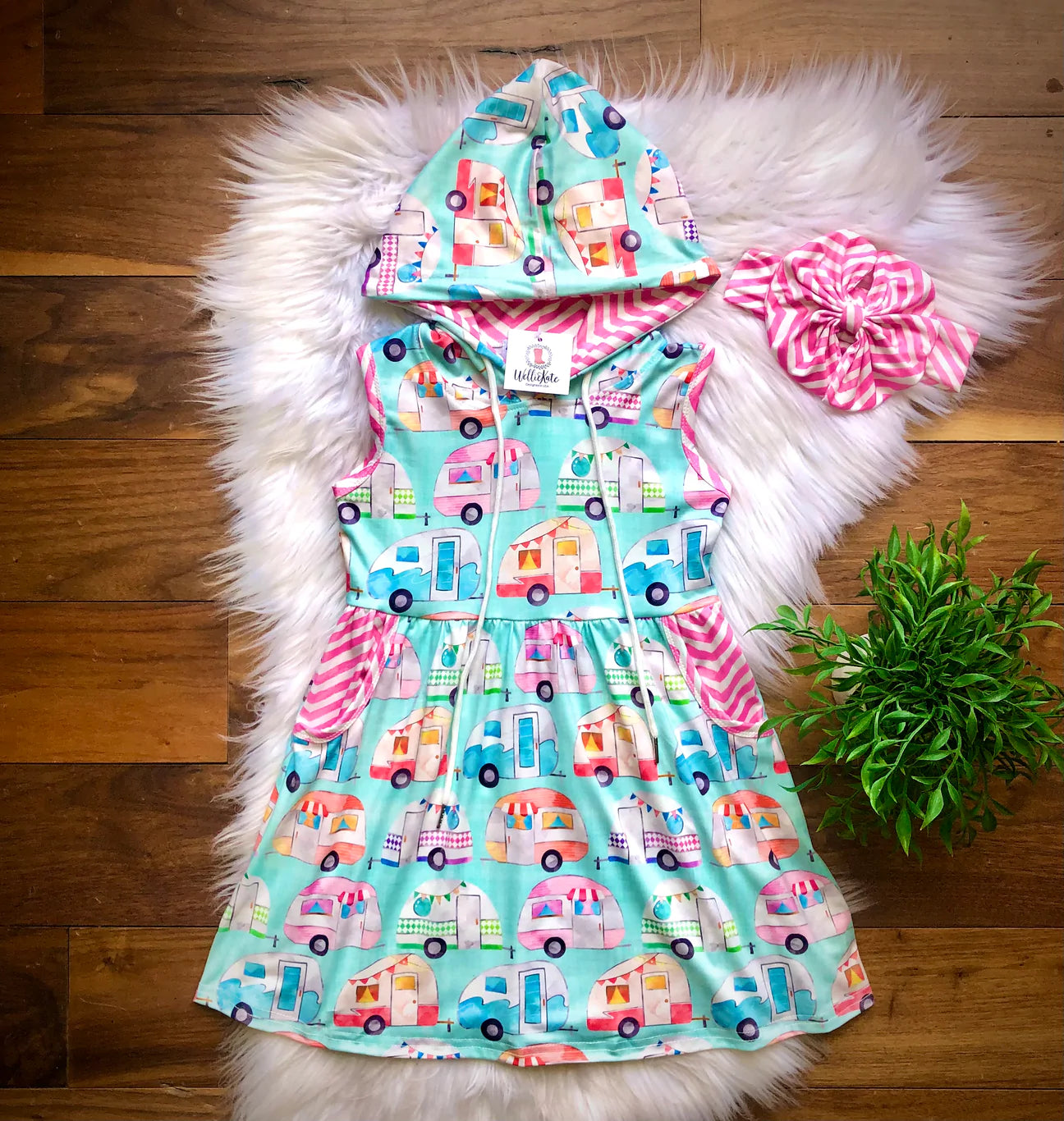 Retro Camper Hooded Dress by Wellie Kate
